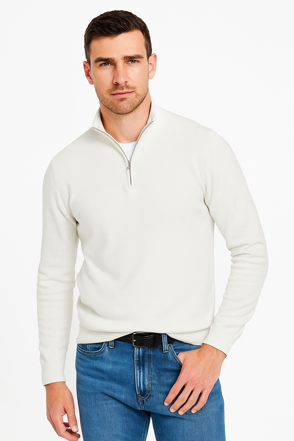 Pull en cachemire pour homme avec fermeture éclair