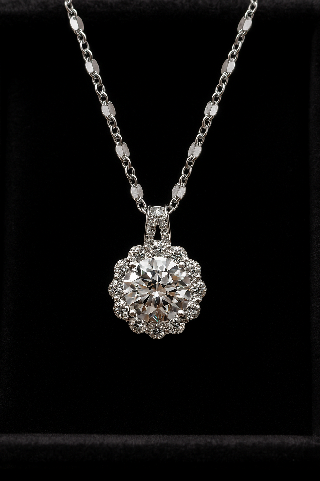 Collier avec pendentif tournesol en moissanite en argent sterling S925