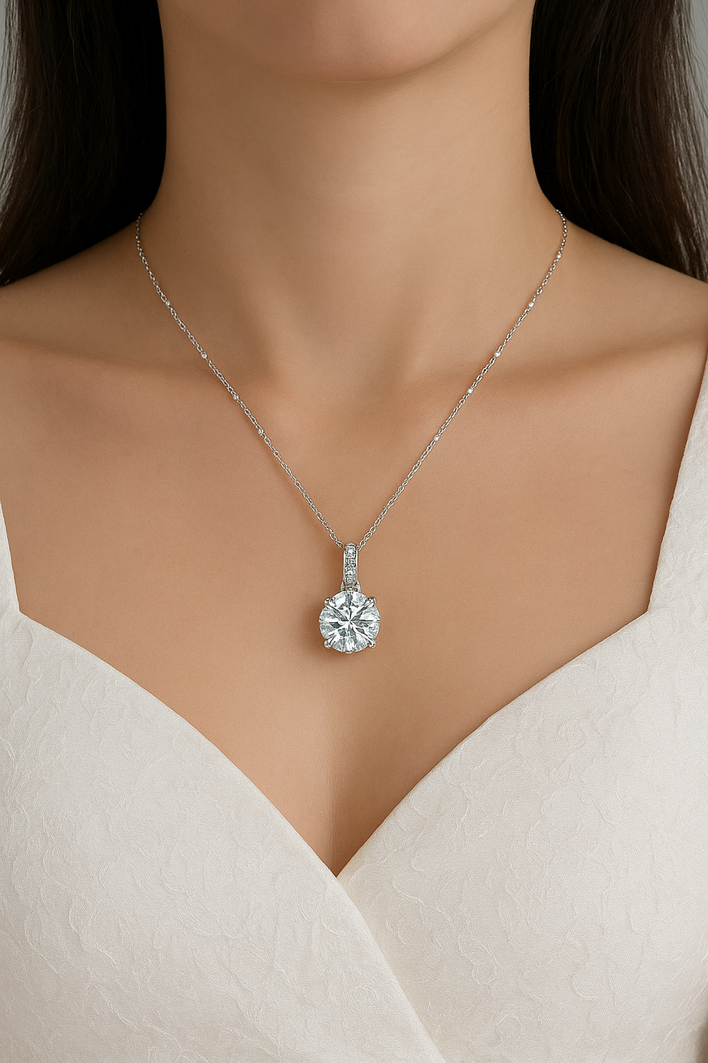 Collier avec pendentif tournesol en moissanite en argent sterling S925
