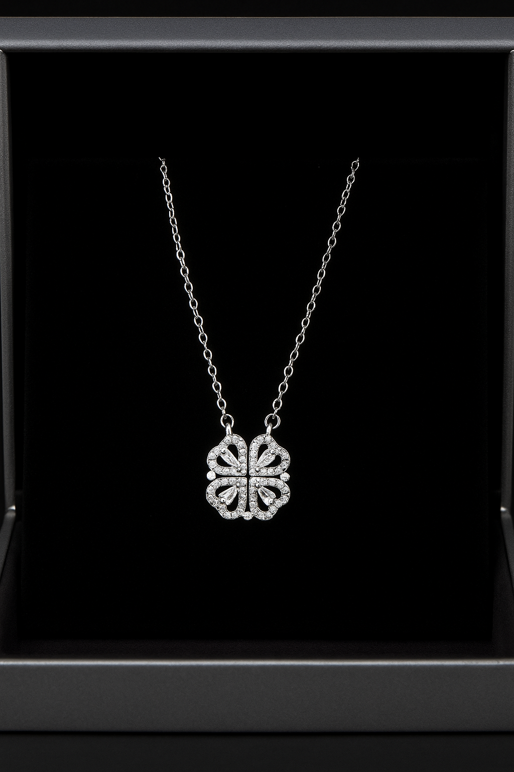 Collier trèfle à quatre feuilles en forme de cœur 2 en 1