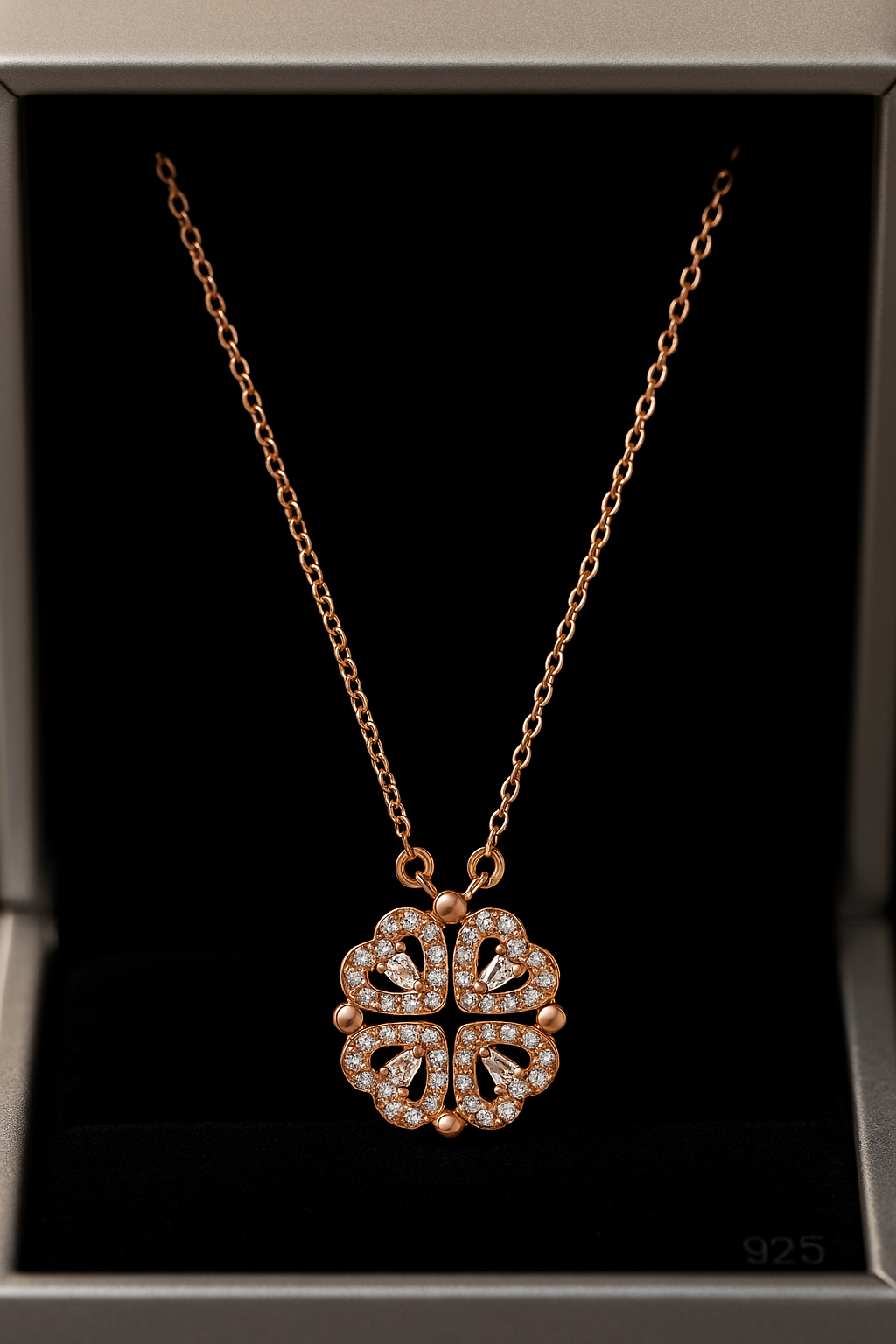 Collier trèfle à quatre feuilles en forme de cœur 2 en 1