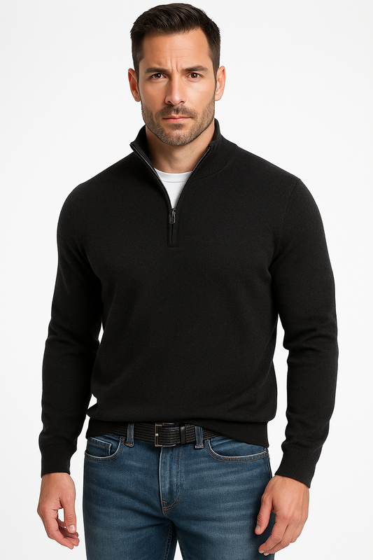 Pull en cachemire pour homme avec fermeture éclair