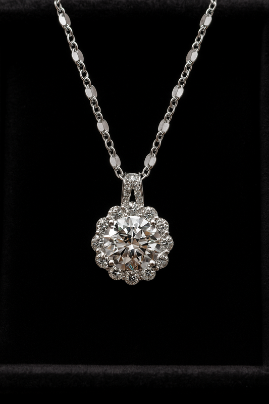 Collier avec pendentif tournesol en moissanite en argent sterling S925