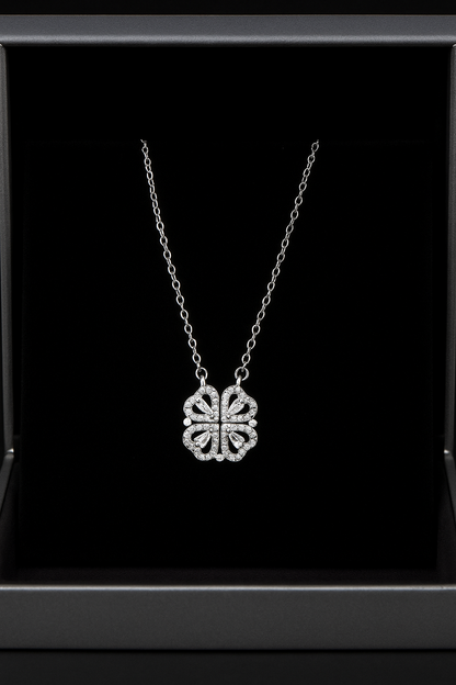 Collier trèfle à quatre feuilles  en forme de cœur 2 en 1