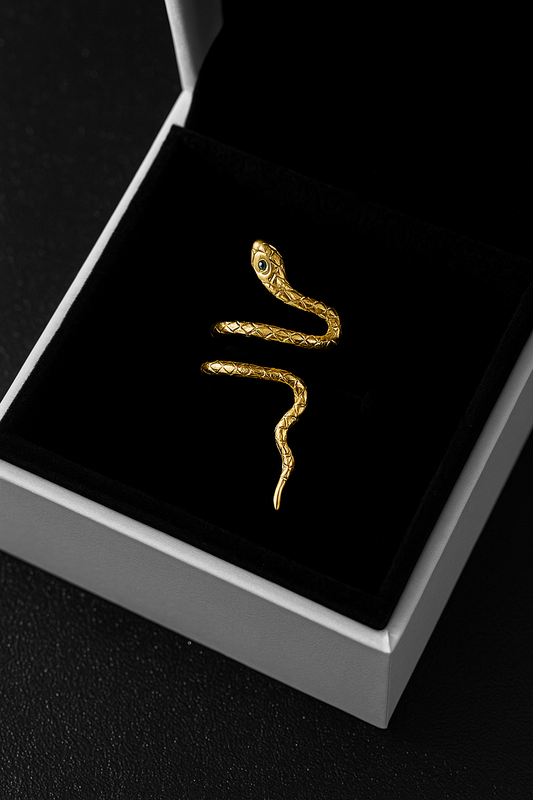 Boucles d'oreilles serpent plaquées or 18 carats avec cristaux spatiaux